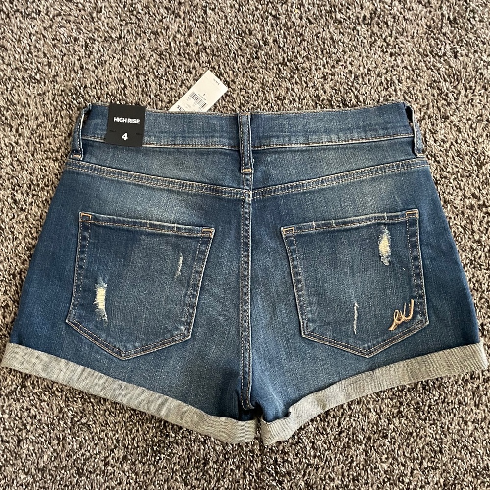 Express Dark Blue Distressed Button-Front Denim S… - image 2